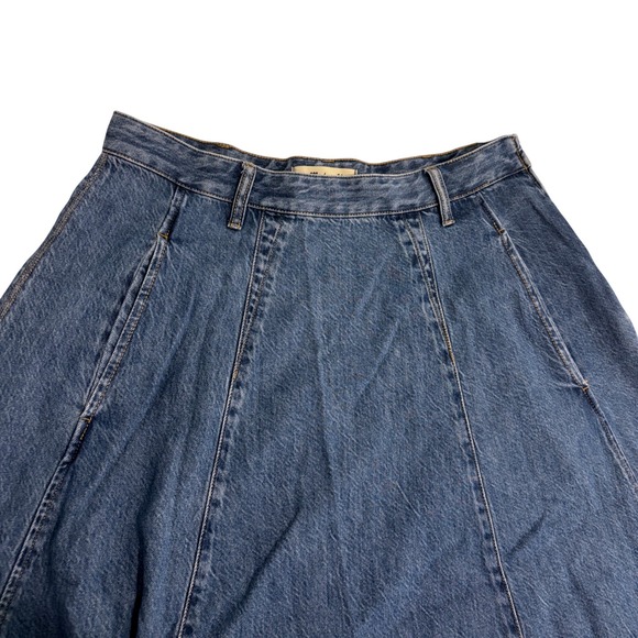 Madewell Dresses & Skirts - New Madewell Blue Jean Denim Midi Skirt Womens 30 Flare A-Line Boho Cotton Blend